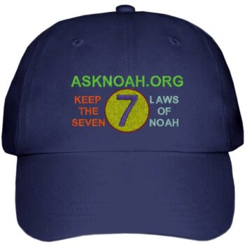 embroidered navy cap with 7 Laws message